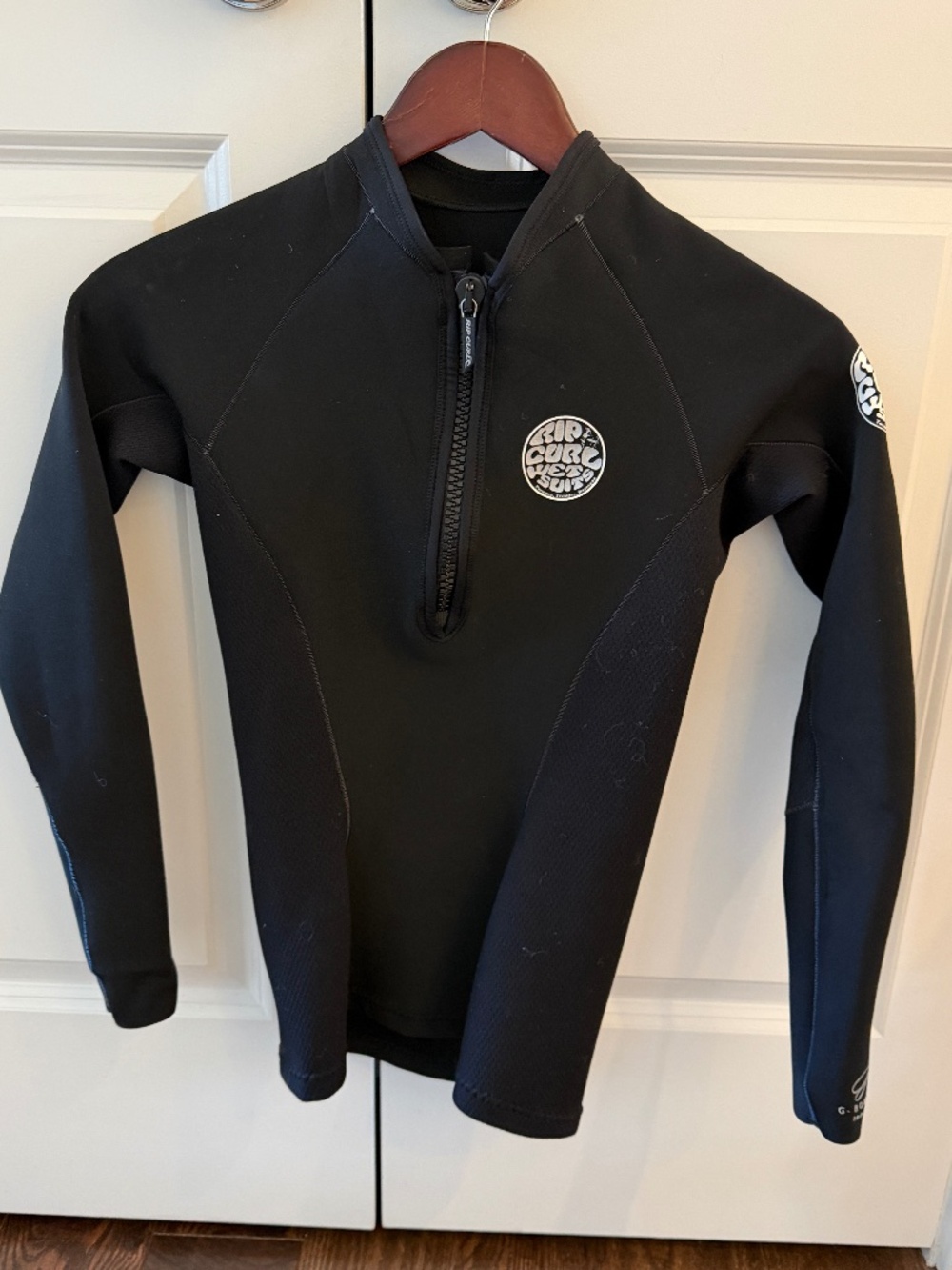 Rip Curl Black Long Sleeve Front-Zip Wetsuit Top 12w